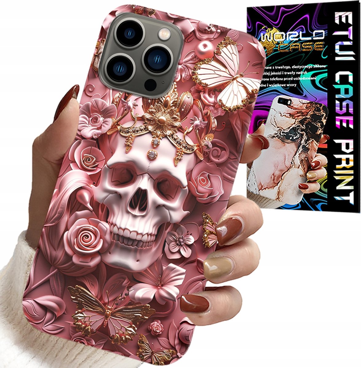 iPhone 12 Pro Max hoesje - Vrouwelijk, modieus patroon, schedel met rozen