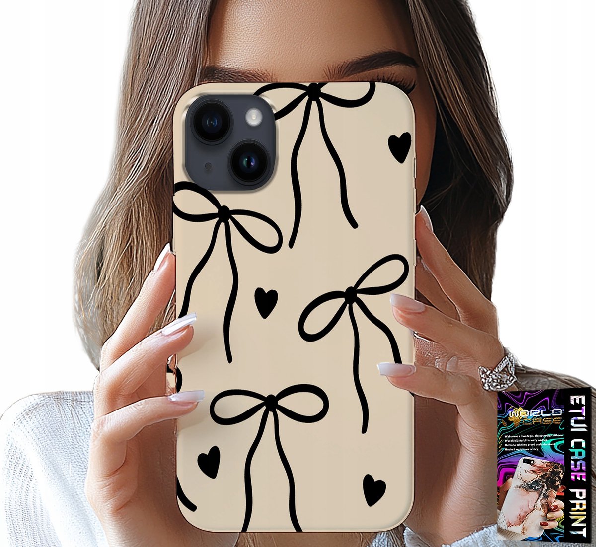 iPhone 14 Plus hoesje - Beige Bowls lint, modieuze patronen