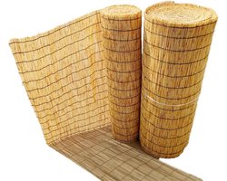 Bamboe jaloezieën - Rolgordijn buiten - Terras privacy - Handgeweven textuur - 110 x 225 cm - Natuurlijk