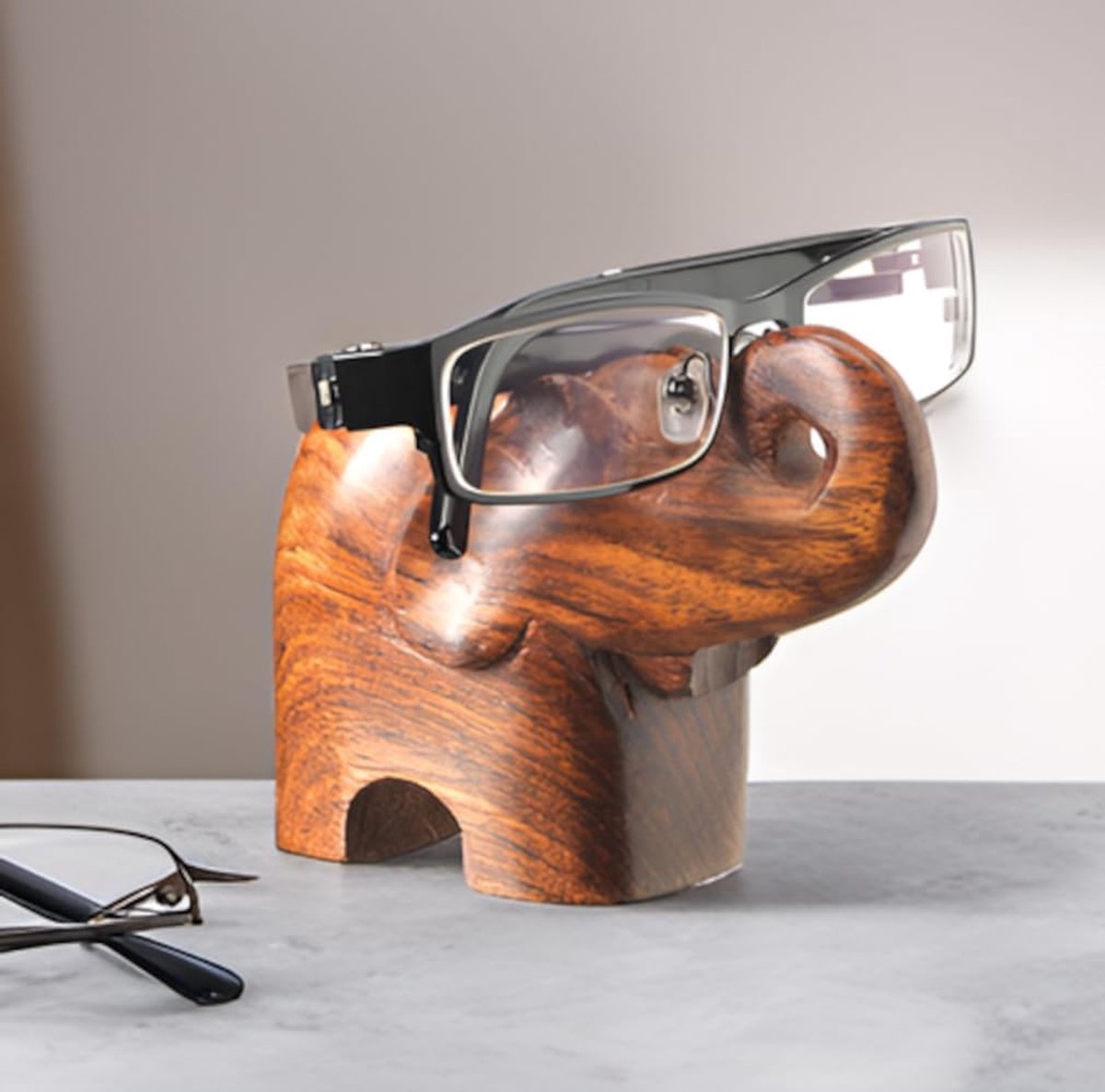 Houten Bril Houder - Brilstandaard Decoratie - Bureau Organisatie - Handgemaakt Uniek Design - 10x4x6 cm