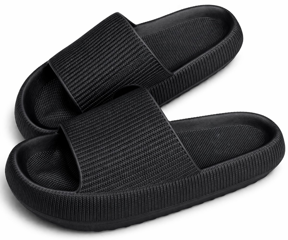 Badslippers Heren & Dames | Comfort Slippers | Anti Slip Slippers | EVA Badslippers | Zwembad Slippers | Strand Slippers | Lichtgewicht Slippers | Ergonomisch Voetbed | Waterbestendige Slippers | Douche Slippers | Zwart | Maat 42