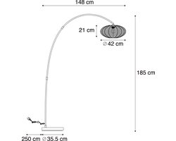 QAZQA bida - Japandi Booglamp | Vloerlamp | Staande Lamp - 1 lichts - H 185 cm - Beige - Woonkamer