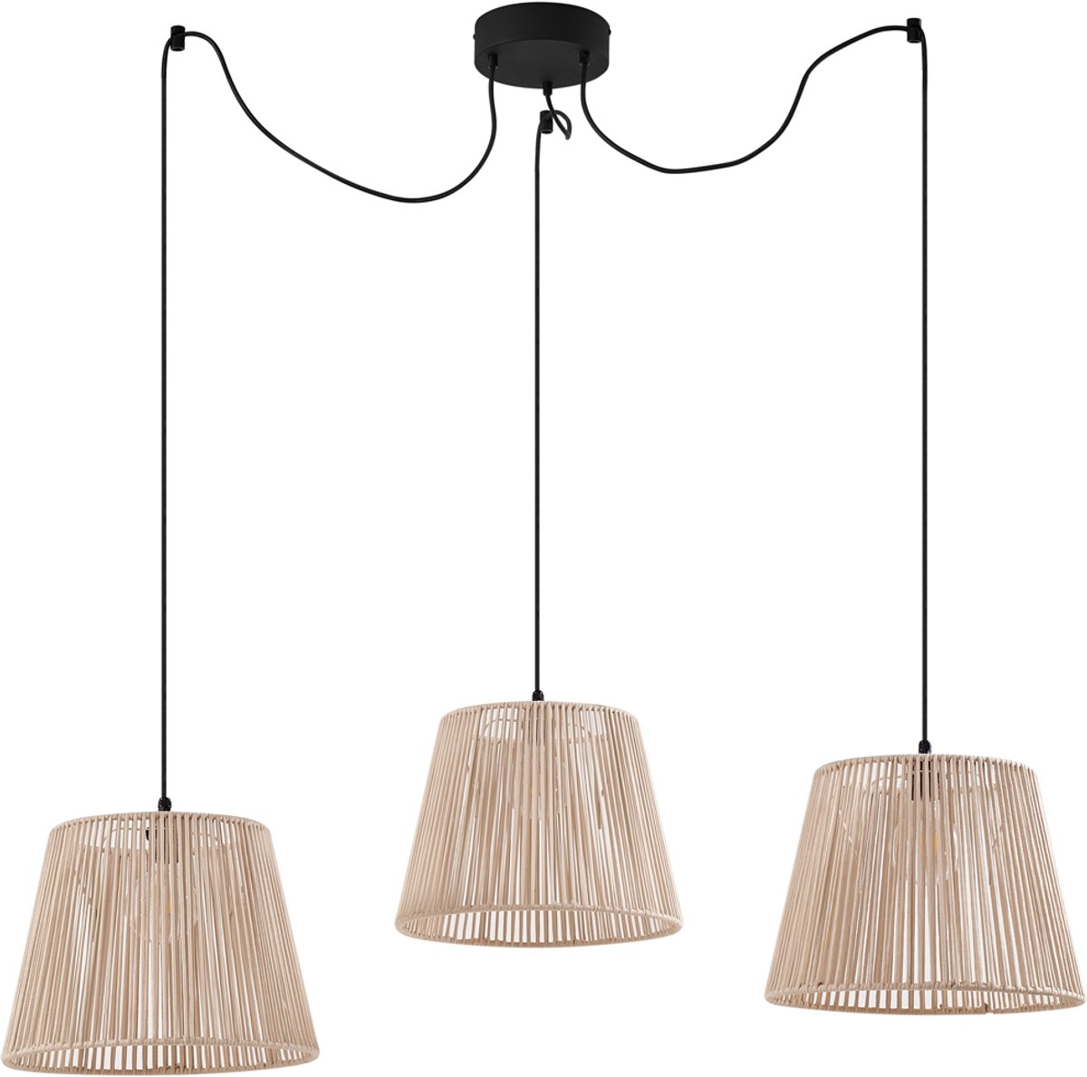 QAZQA cava - Japandi Hanglamp met kap voor buiten - 3 lichts - Ø 40 cm - Beige - Buitenverlichting