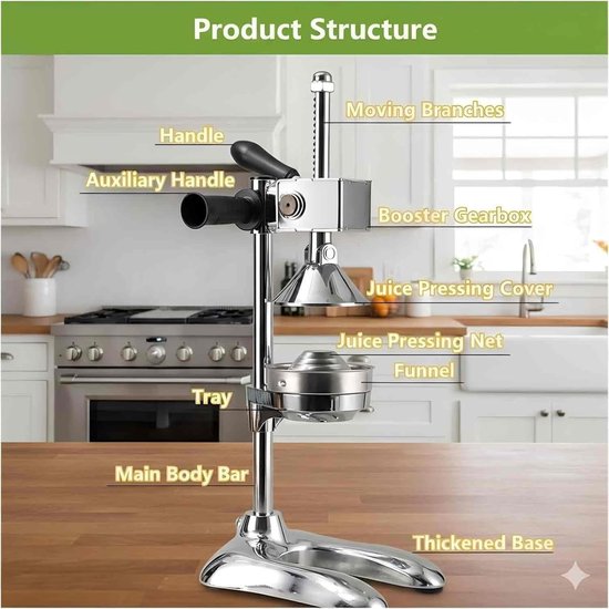 Gietijzeren Citruspers - Handmatige Juicer - Vers Sap Maken - Zware Kwaliteit - 30x15x45 cm - Zwart van Merkloos — afbeelding 3