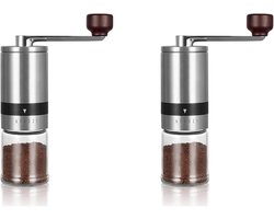 Koffiemolen Set - Handmolen Keramisch - Verse Koffie Zetten - 6 Maalstanden Instelbaar - 21 x 11 x 13 cm