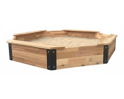 AXI Onno XL Zandbak 150 x 150 x 23 cm in Bruin/antraciet – Met Zitbankjes – Met Hoes – FSC 100% Cederhout – Grote zandbak voor kinderen
