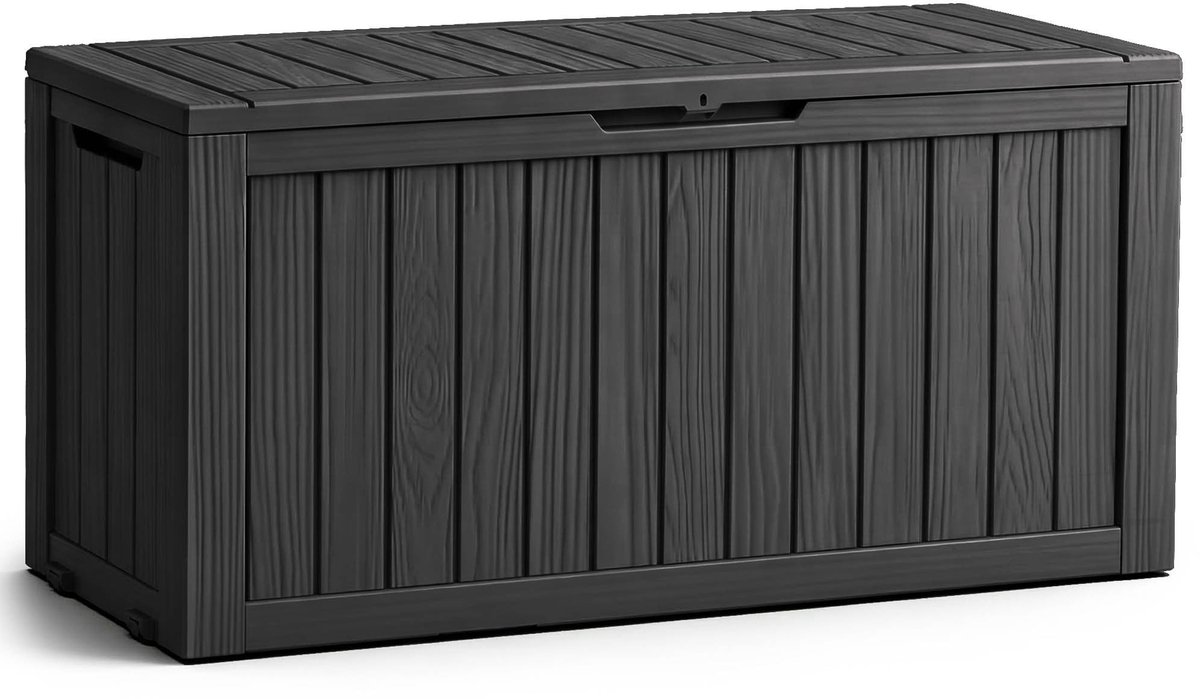 Tuinkist / Afsluitbaar Tuinbox / Balkonbox / Opbergbox Buiten / Tuinkussenbox / Opbergkist Tuin / Opbergbox met Deksel / 272 l / Zwart / 114 x 57,5 x 46,3 cm