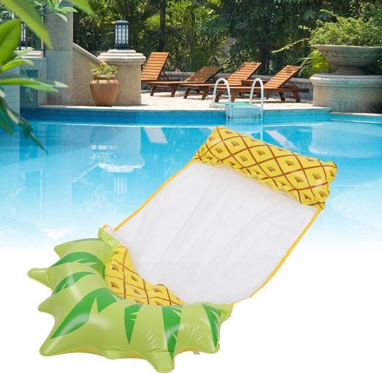 Waterhangmat Zwemligstoel - Opblaasbaar Vlot - Ontspannen in Water - Milieuvriendelijk PVC Materiaal - 146 x 68 cm - Ananas Patroon — afbeelding 3