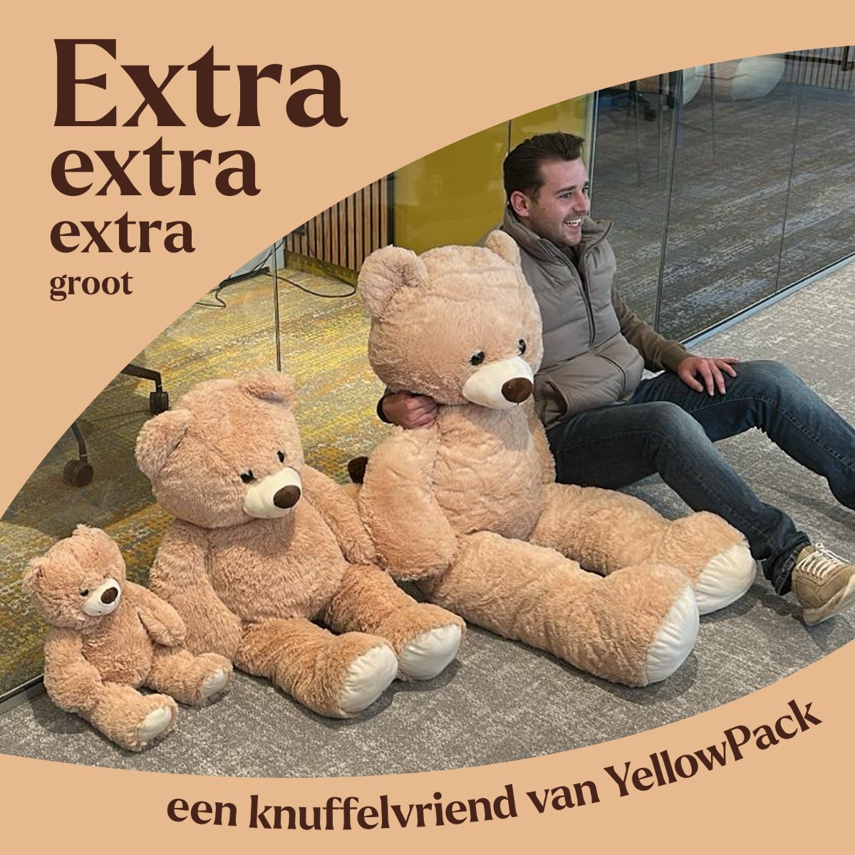 YellowPack XXXL Knuffel beer 150 cm Beige – Grote Teddybeer – Mega Knuffelbeer – Zachte Pluche Knuffel – Grote Knuffelbeer Cadeau voor Kinderen — afbeelding 10