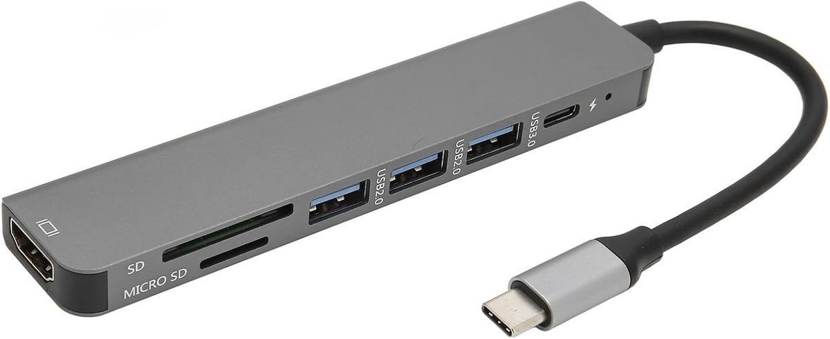 USB C Hub - Multipoort Adapter - Laptop Uitbreiding - 7 Poorten - 4K Resolutie