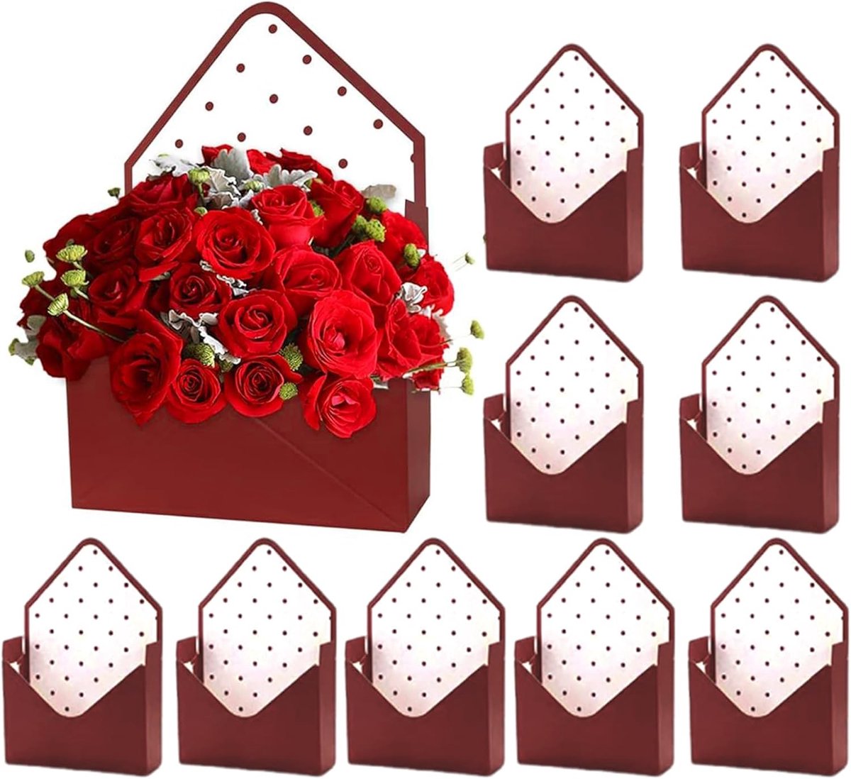 Bloemen Dozen - Verpakking Bloemstukken - Feestelijke Presentatie - 10 Stuks Set - 35x23x3 cm - Gestipt Design