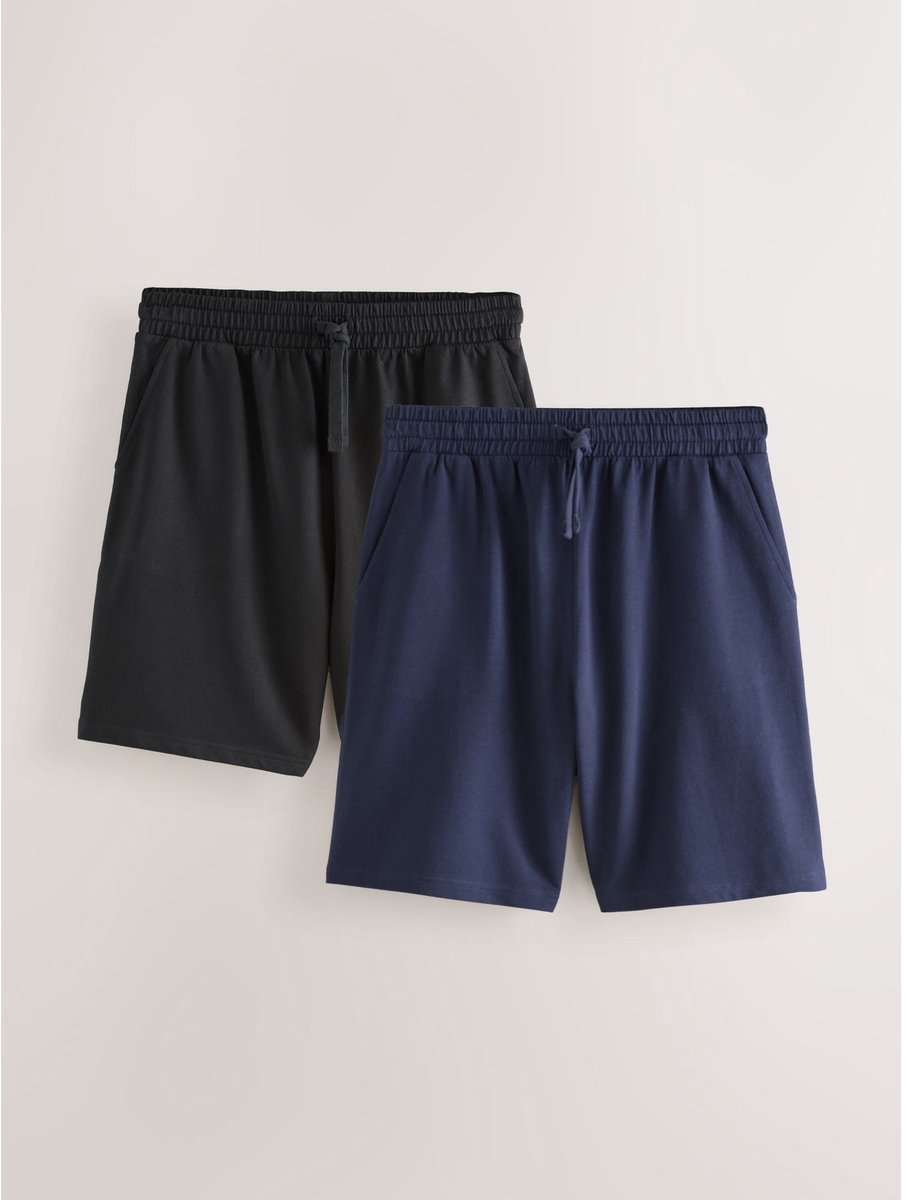 Next - Heren - Set van 2 loopback joggingshorts - Zwart
