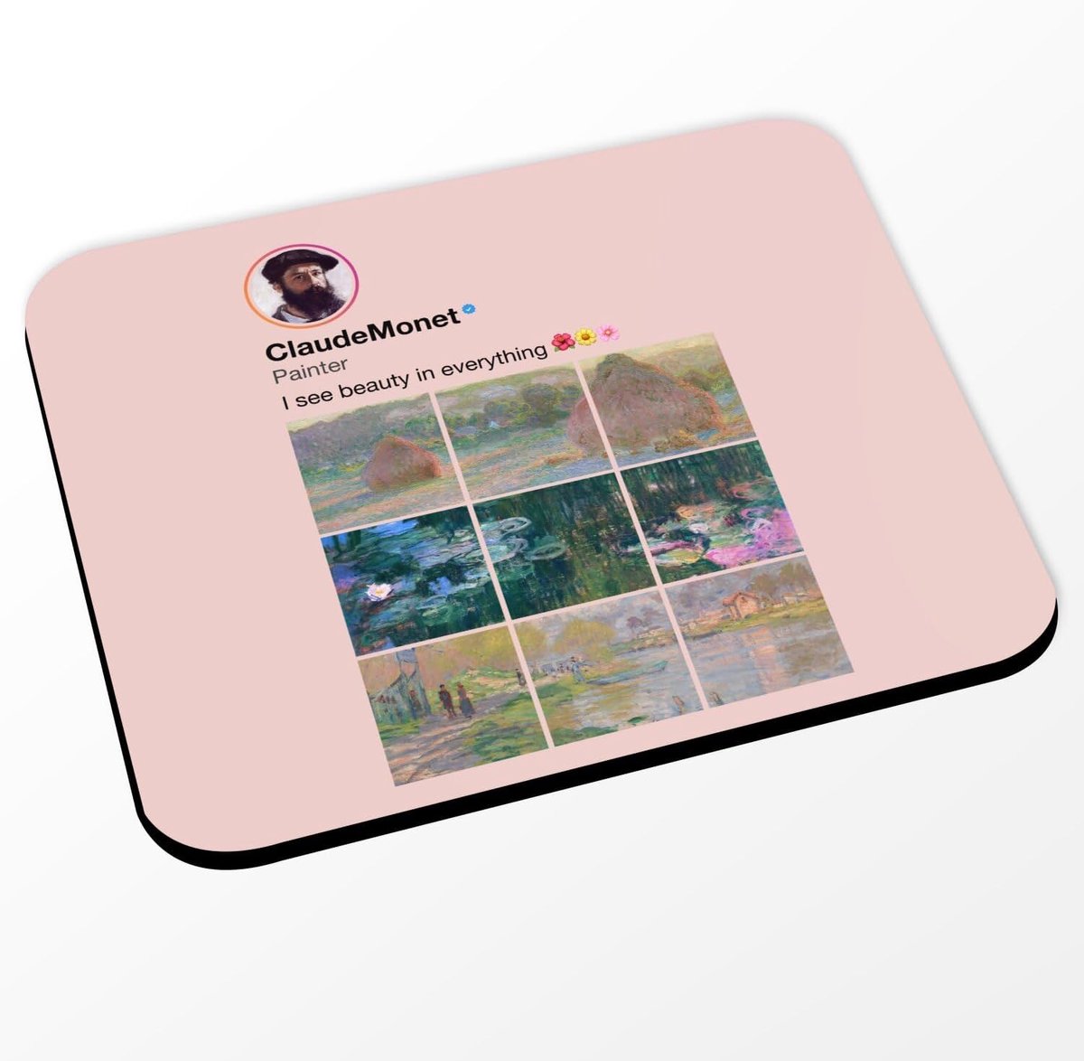 Roze Muismat - Kunst Print - Kantoor Werk - Anti-slip Basis - 24 x 20 cm - Roze