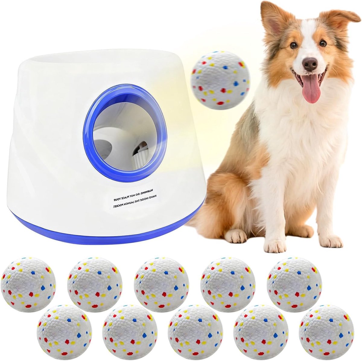 Hondenbalwerper - Automatische Werper - Hond Spelletje - 3 Afstandsinstellingen - 10 Ballen Inbegrepen - Blauw