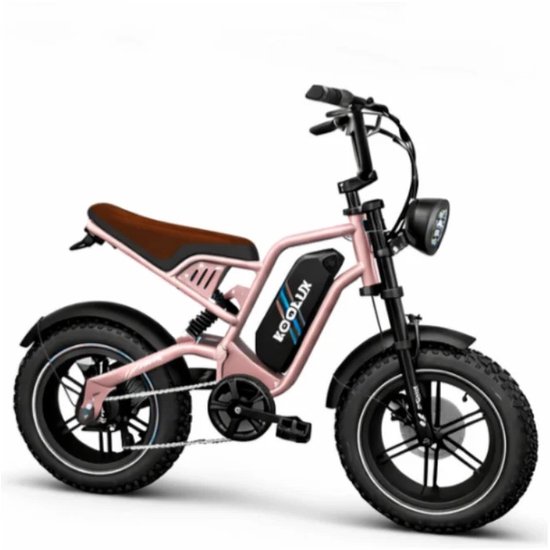 Koolux X9 Mini elektrische fiets 16″ fat tires 250W motor 48V 13Ah accu 25 km/u max 70 km bereik roze