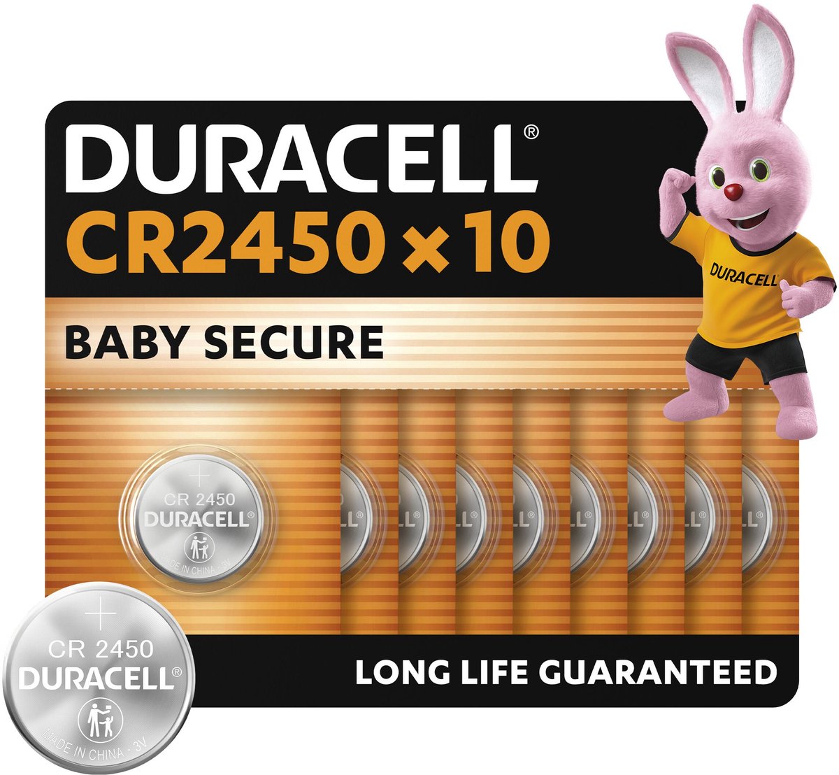 Batterij Duracell knoopcel 1xCR2450 lithium Ø24mm 3V-540mAh - 1 stuk