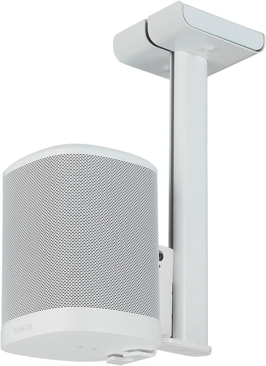 Plafondhouder voor luidspreker wit, verstelbare speaker mount met kantel- en draaimechanisme, staal, 37x17x12,5 cm