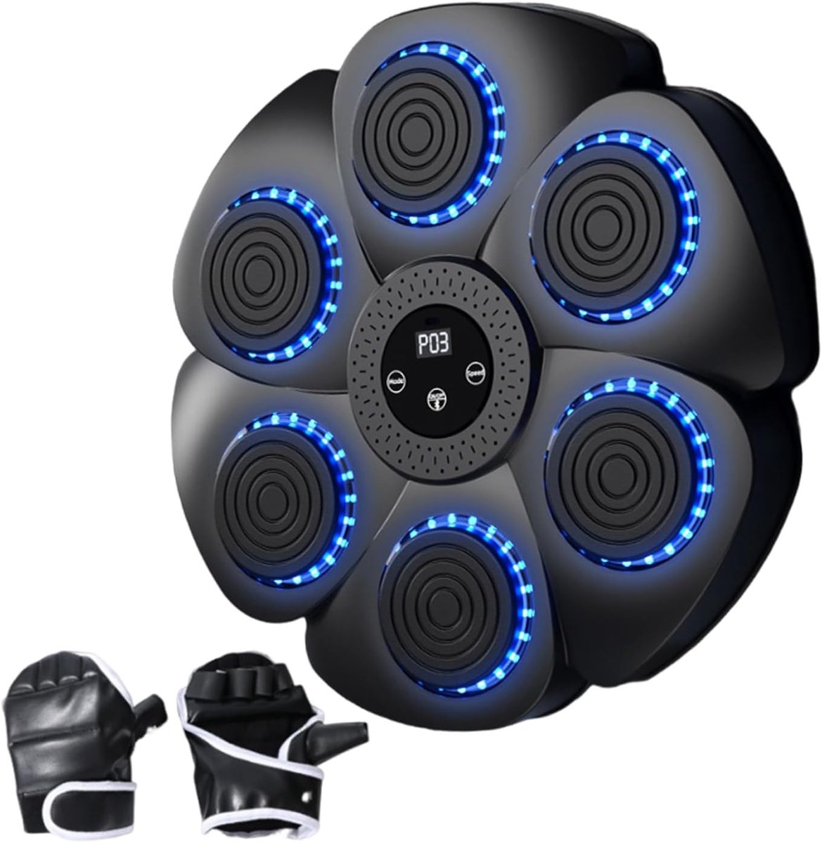 Muziek Boksmachine - Smart Bokstrainer - Thuis Sporten - Met Muziek en Licht - 40x40x40 cm - Zwart