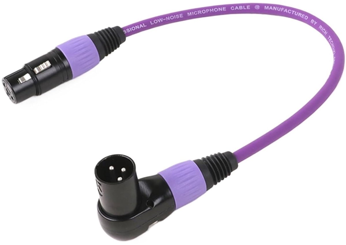 XLR Kabel - Microfoon Kabel - Muziek Opnemen - Haakse Connector - 5 Meter - Paars