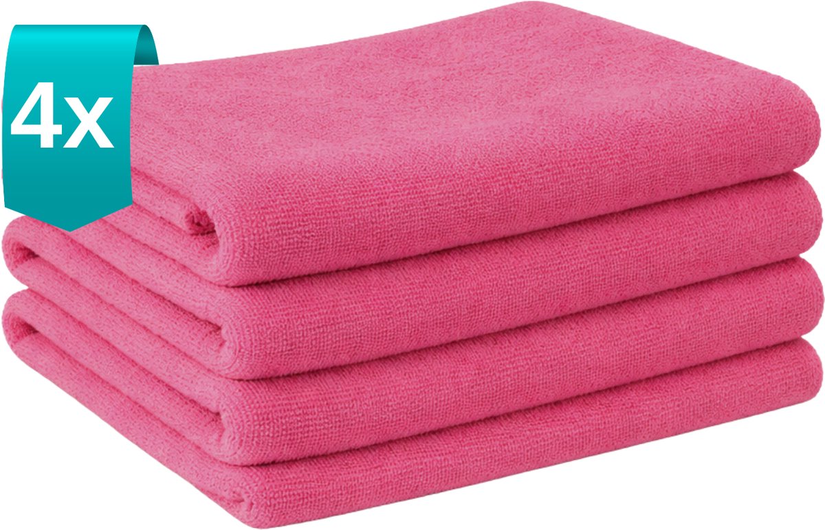 Tavas Harmonie Gastendoekjes 30x50 cm Fuchsia Set van 4 100% Katoen Gastenhanddoek Rechthoek Handdoek Keuken Hotelkwaliteit Gastendoek