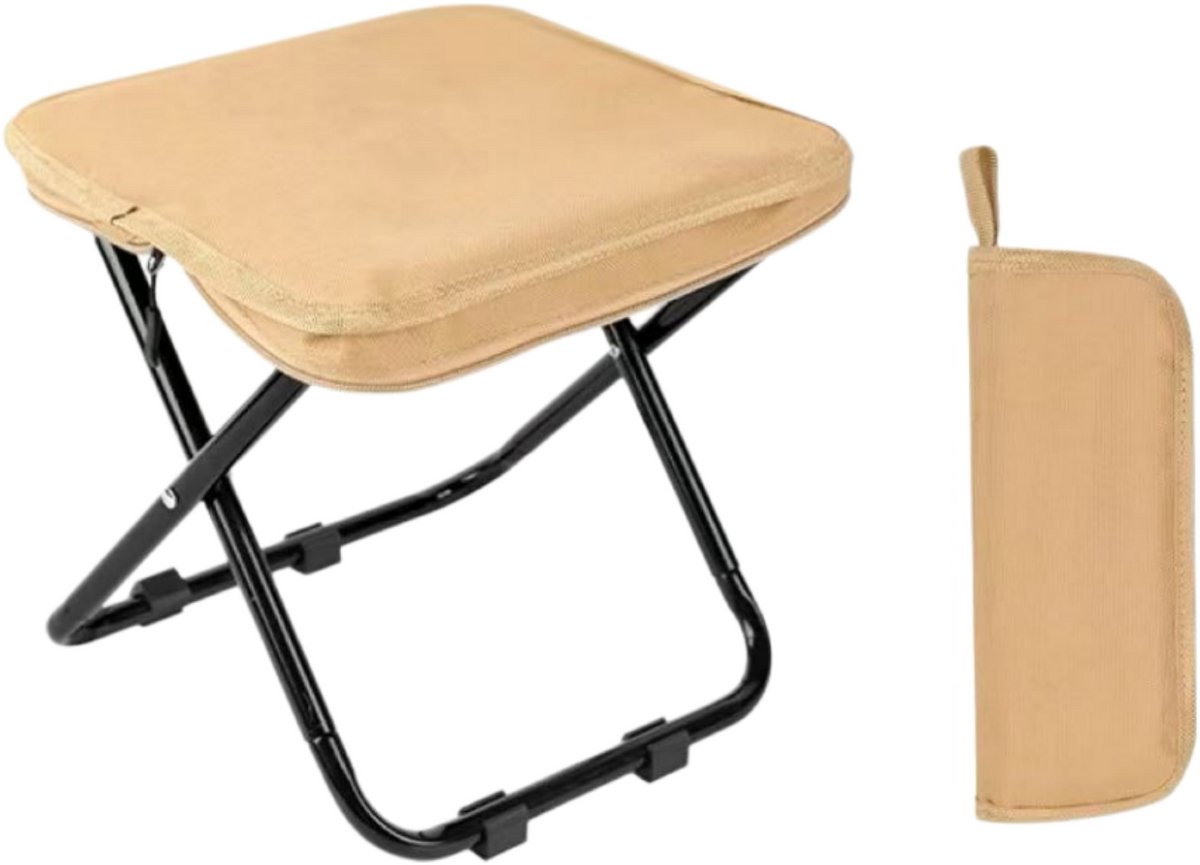 longziming - Klapstoel - Campingstoel - Opvouwbare kruk - Visstoel - 1000D Oxford stof - 1,5 mm stalen frame - 590 gram lichtgewicht - Inclusief opbergtas - Khaki