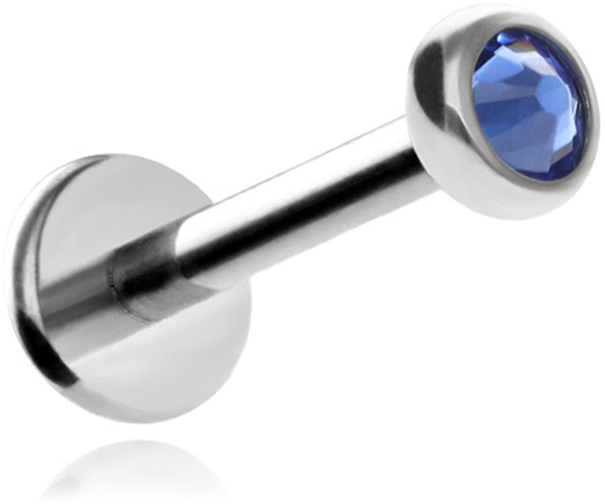 Merkloos Labret - Titaan - Swarovski Kristal - Zilver