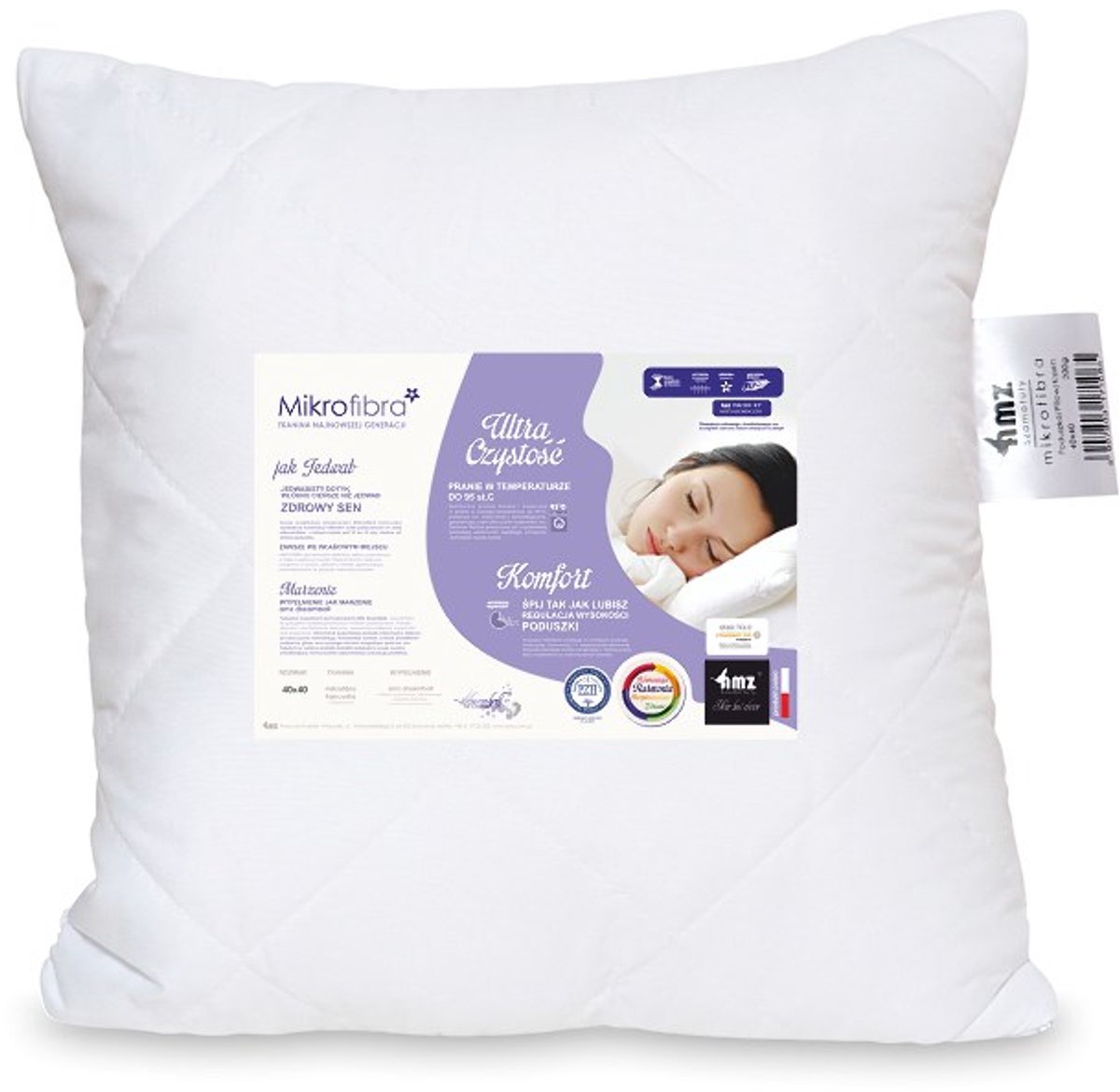Amz - Antiallergisch Kussen - 40x40 cm - Wit - Microfiber