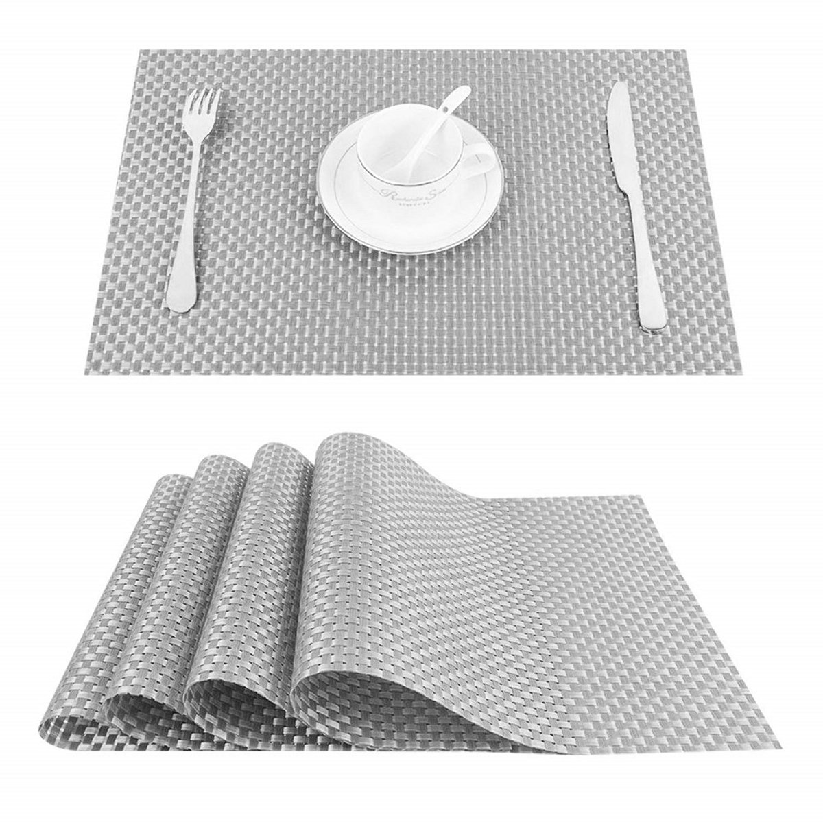 Spod Igły i Nitki - Romano - Decoratieve Tafelmat - 30x45cm - Zilver