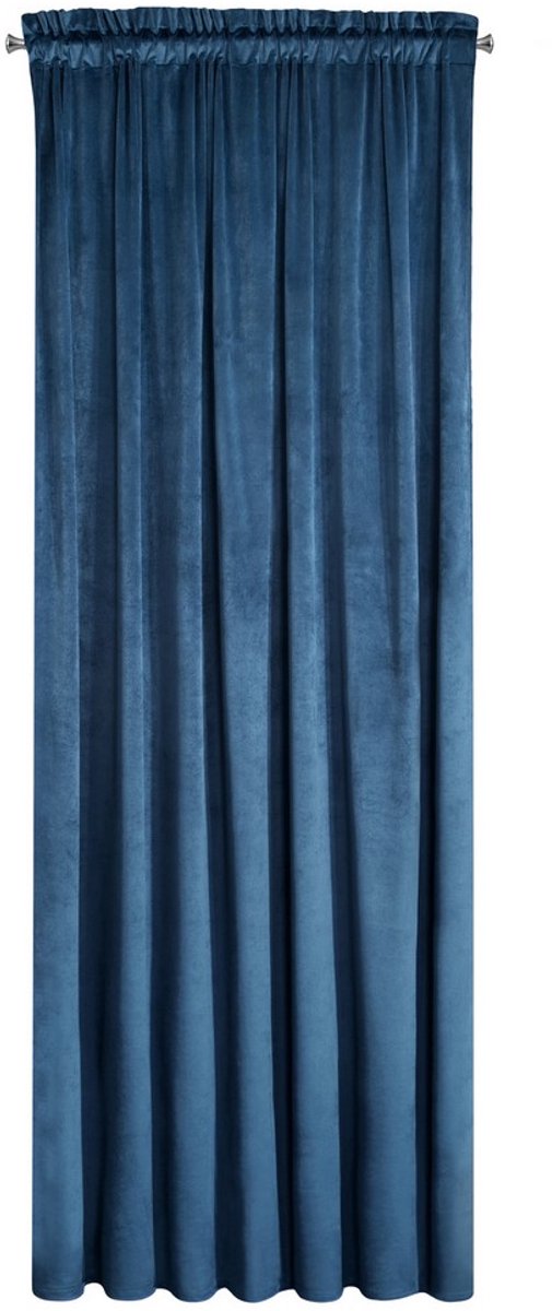 Eurofirany Melanie Serie - Velours Gordijn - 140x270 cm - Diepblauw - Klaar voor Gebruik