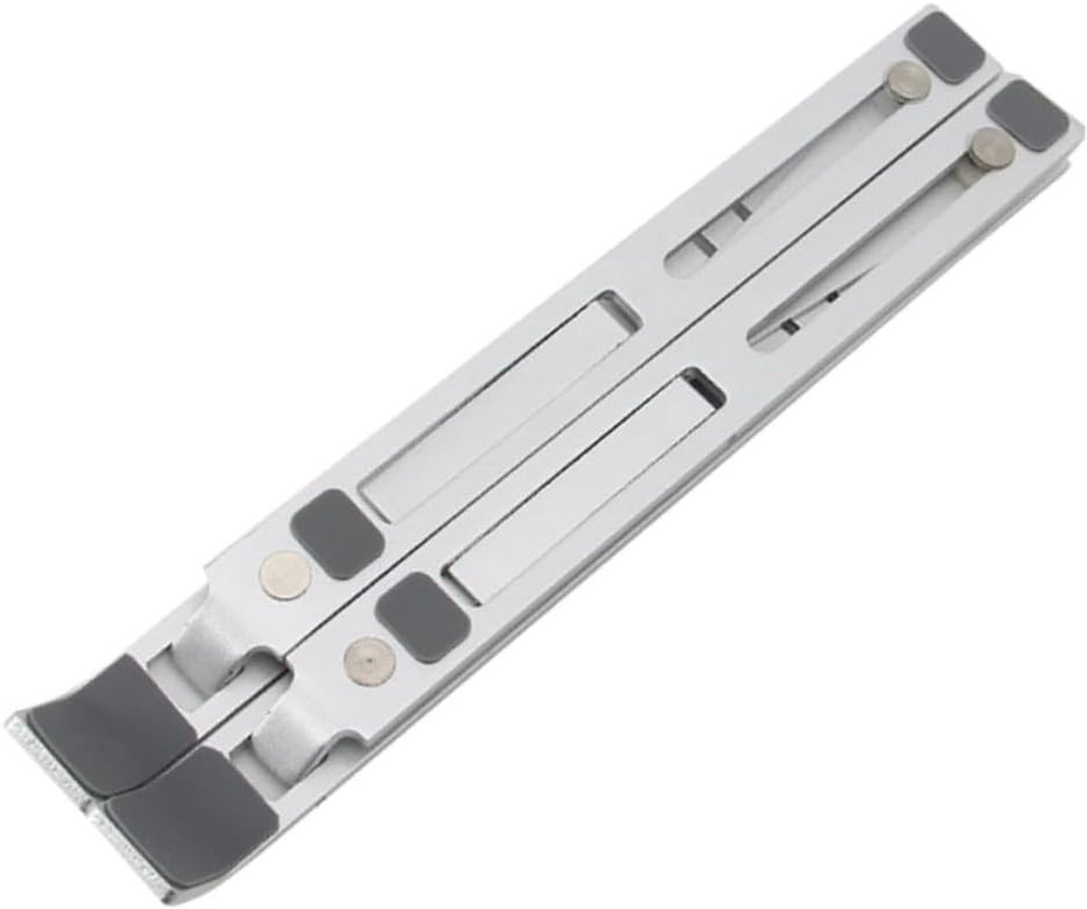 Laptop Standaard - Verstelbare Arm - Comfortabel Werken - Aluminium Warmteafvoer - 16.8 x 16.8 cm - Zilver