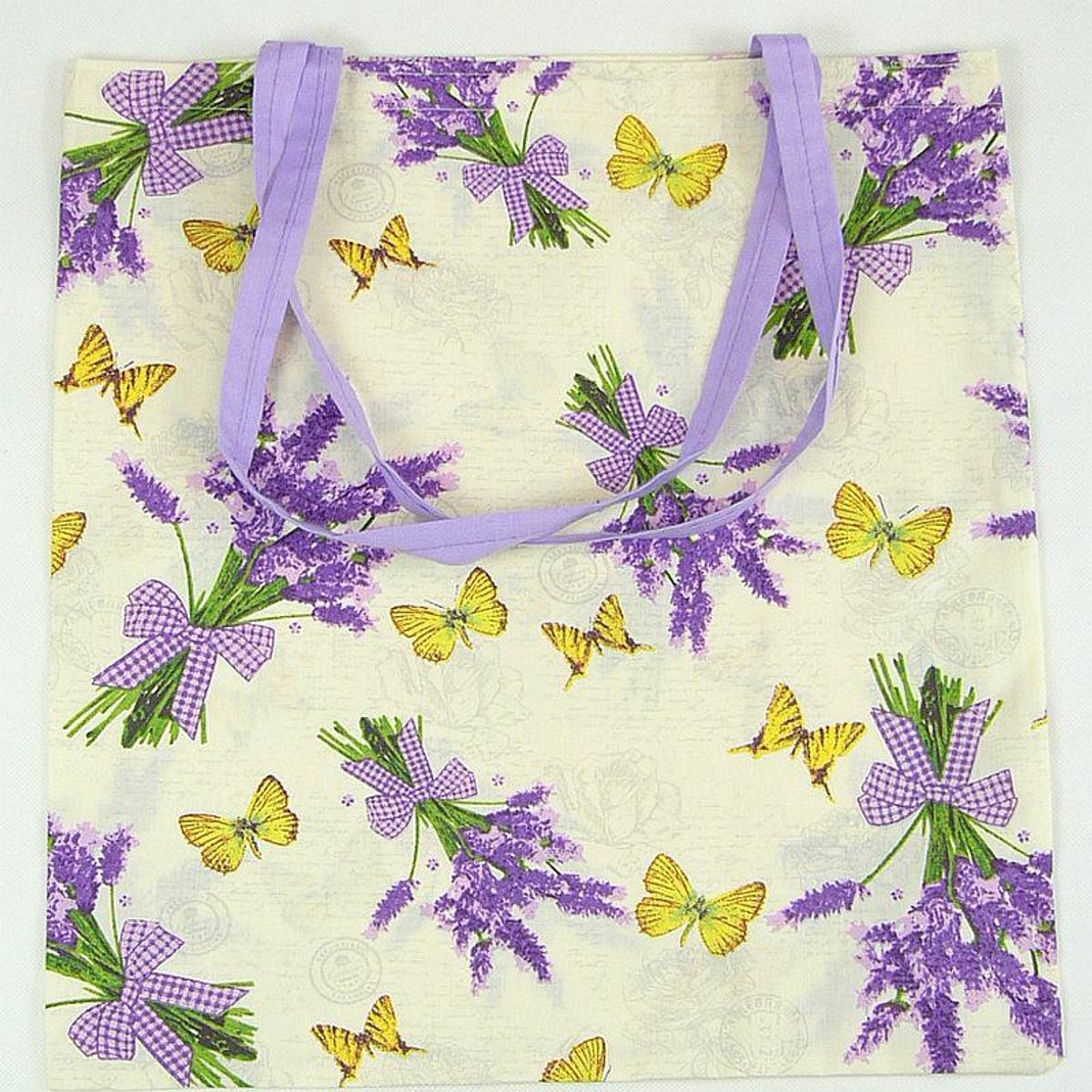 KARO - Boodschappentas - Lavendel Motieven - 37x38 cm - 100% Katoen