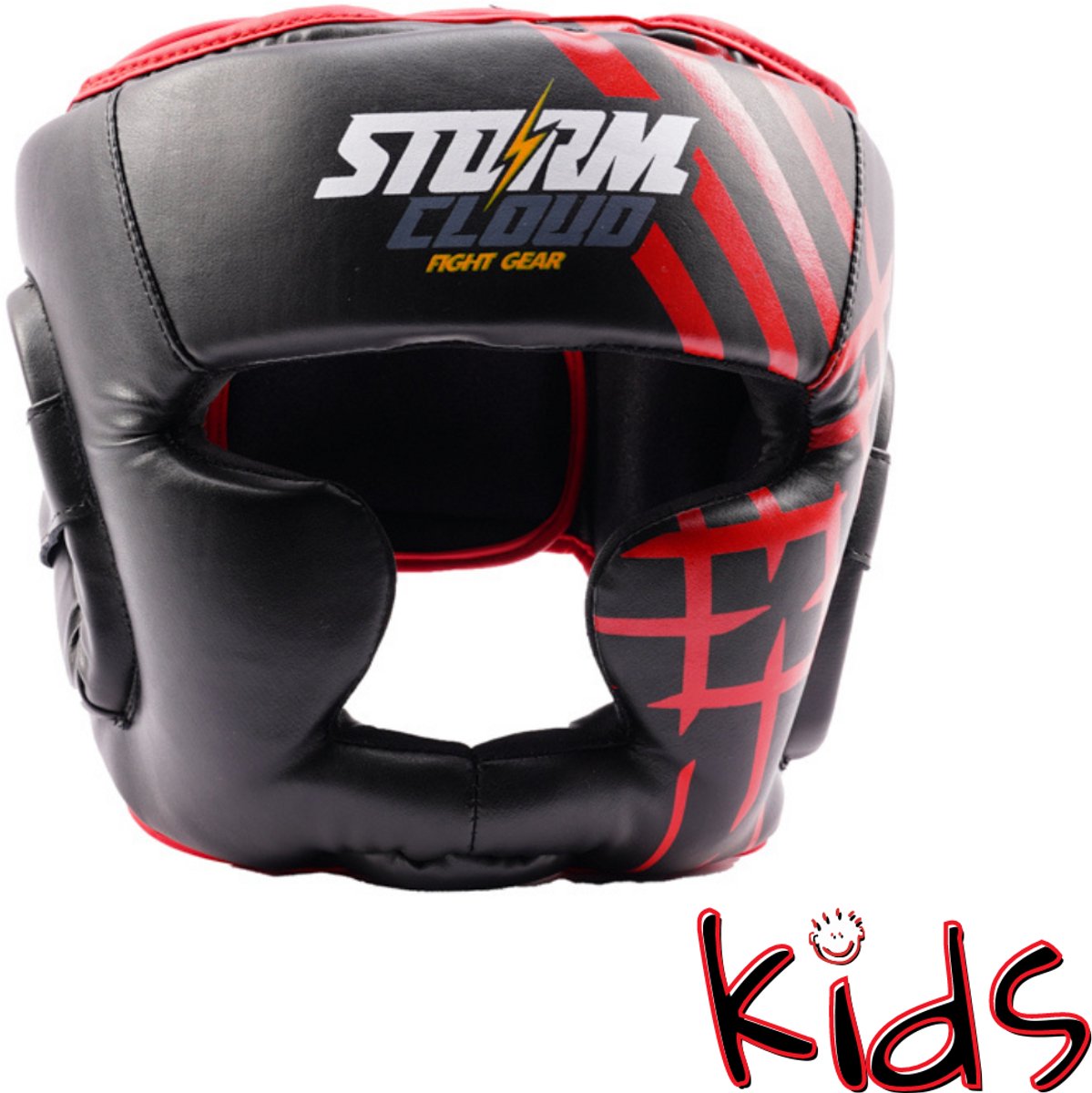 StormCloud Lynx Serie - Bokshelm voor Kinderen - Zwart-Rood - Junior S