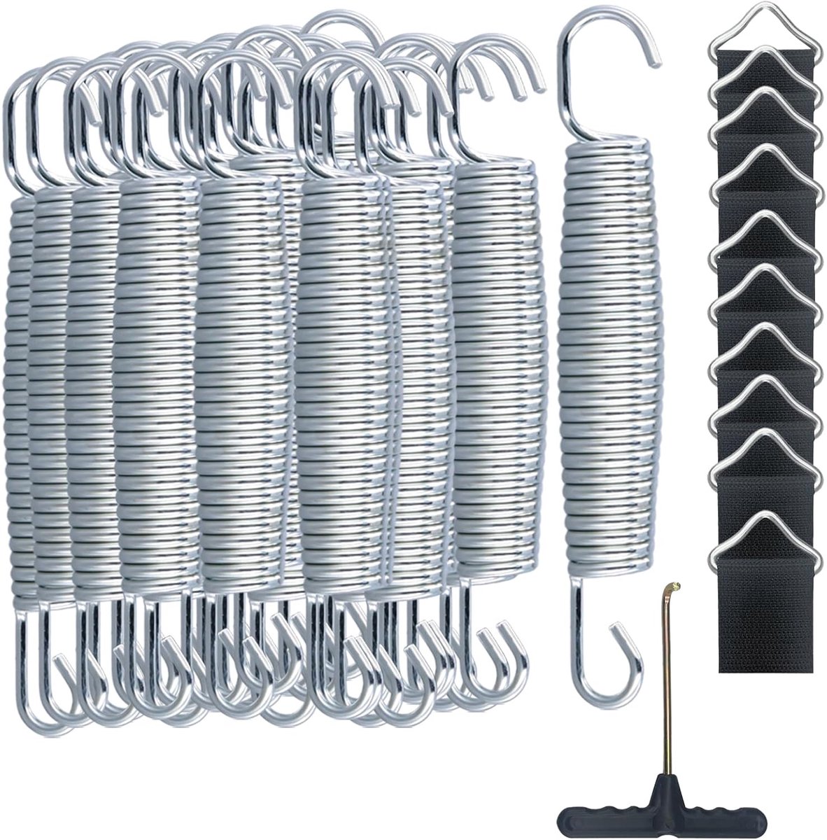 Trampolineveren Set - Vervangende Onderdelen - Trampoline Reparatie - Hoge Sterkte Koolstofstaal - 155 cm Lengte - Zilver