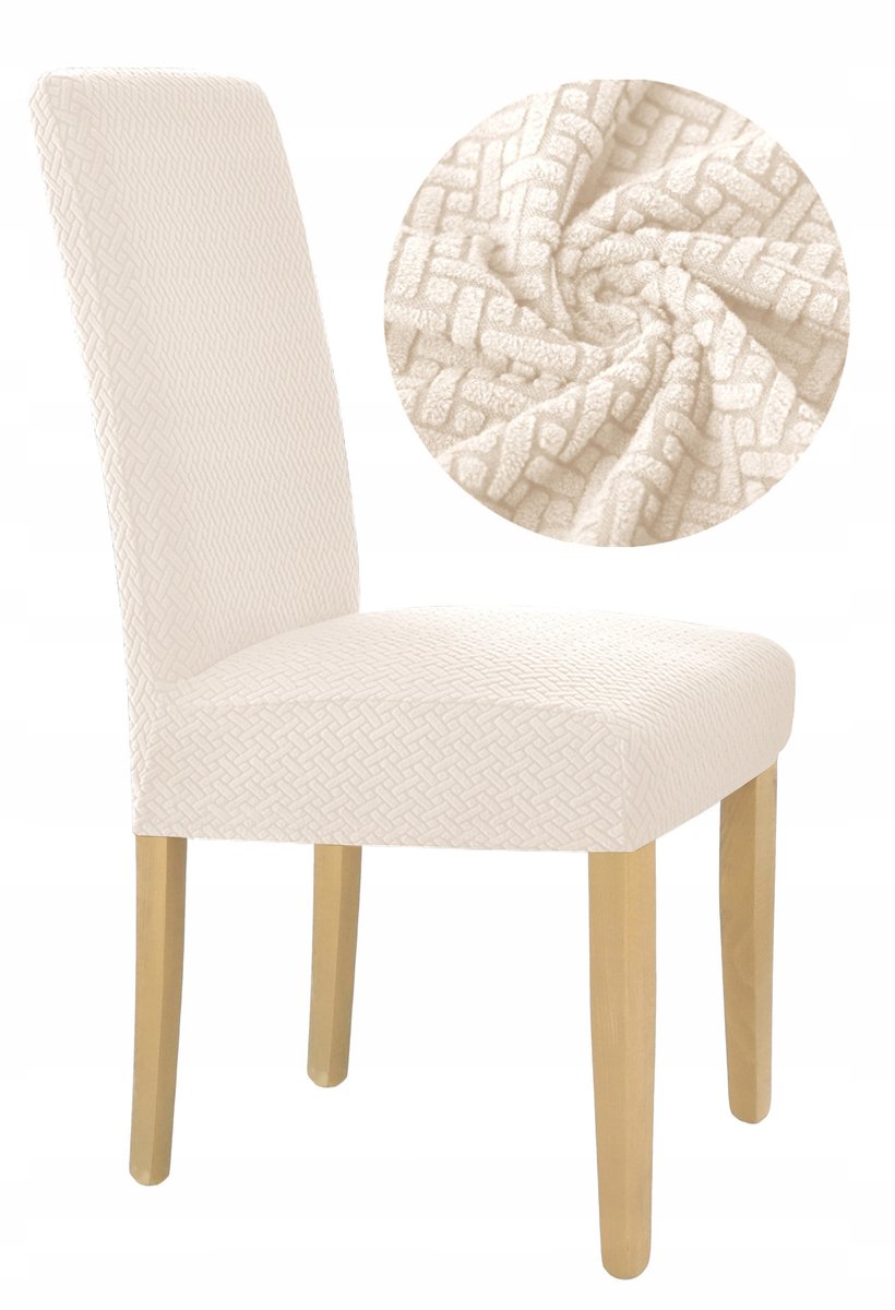 Ubieramy-meble Serie - Elastische Jacquard Stoelhoes - Ecru - Hoogwaardig - Gemakkelijk te Reinigen