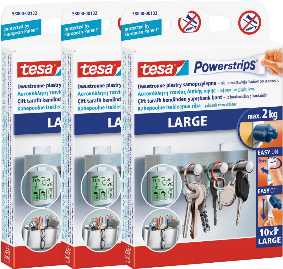 Tesa Powerstrips - Zelfklevende Plakstrips - 2kg - 10 stuks