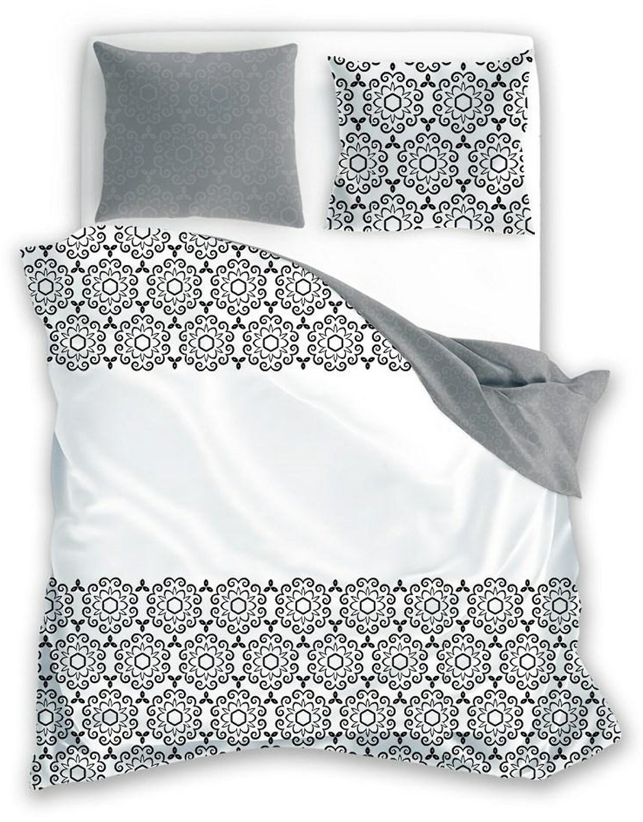 Faro Glamour - Dekbedovertrek - 160x200 - Grijs - Wit - Ornament