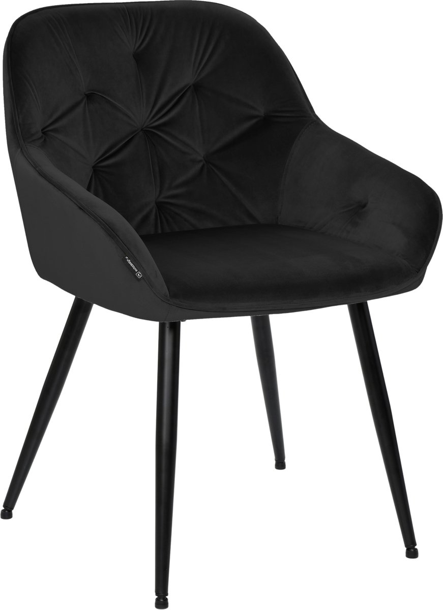 ExitoDesign LOREN Serie - Velours Gestoffeerde Stoel - Zwart - Metalen Frame - Verstelbare Doppen