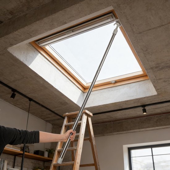 Duw-trekstangen Set - Raamstokken - Dakramen Bediening - Uitschuifbaar tot 150cm - 2 Stuks - Zilver van Merkloos	 — afbeelding 3