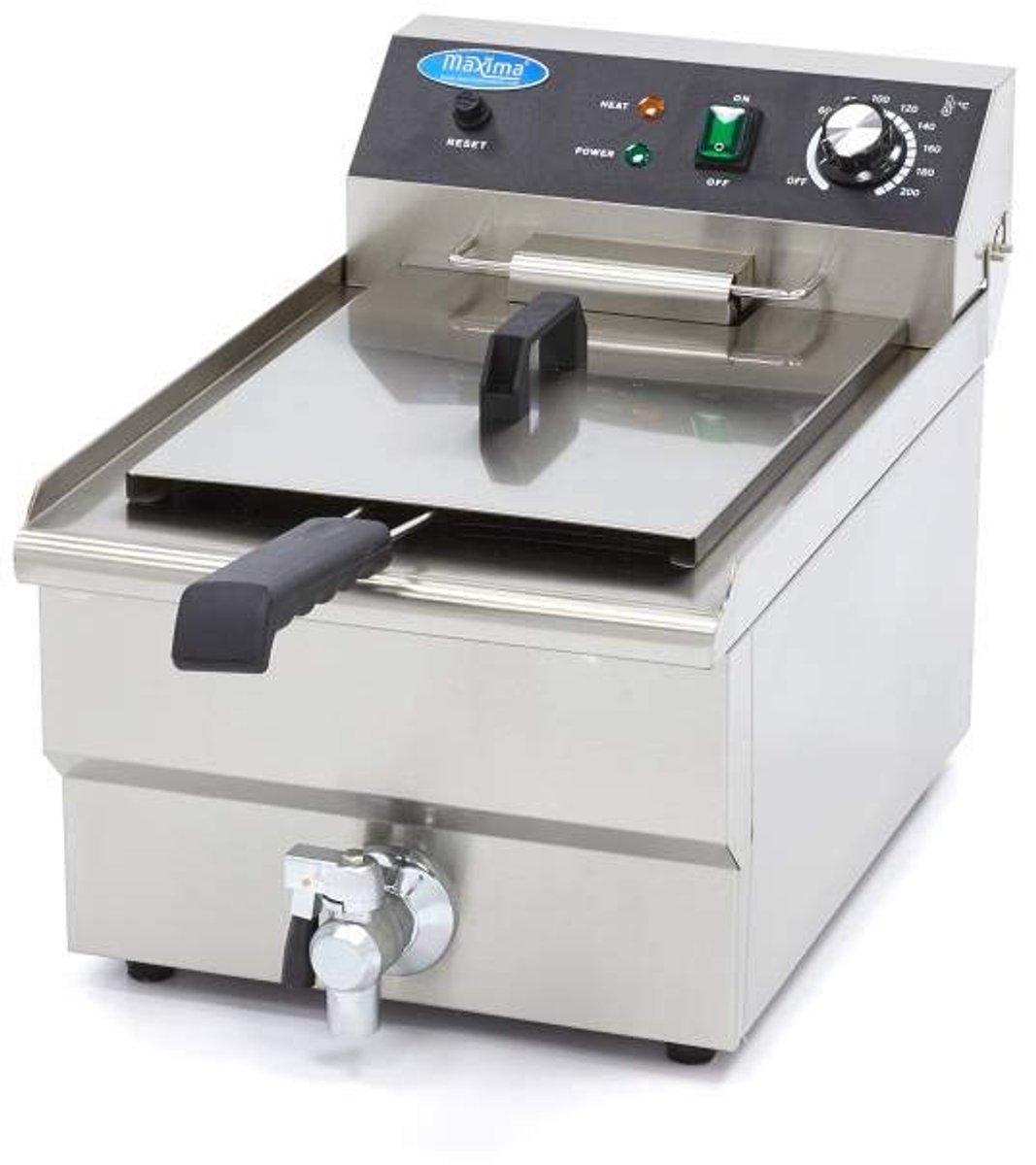 Frituurpan - Friteuse - Professioneel Frituren - Met Tapkraan - 16 L 1 Mand - Metallic