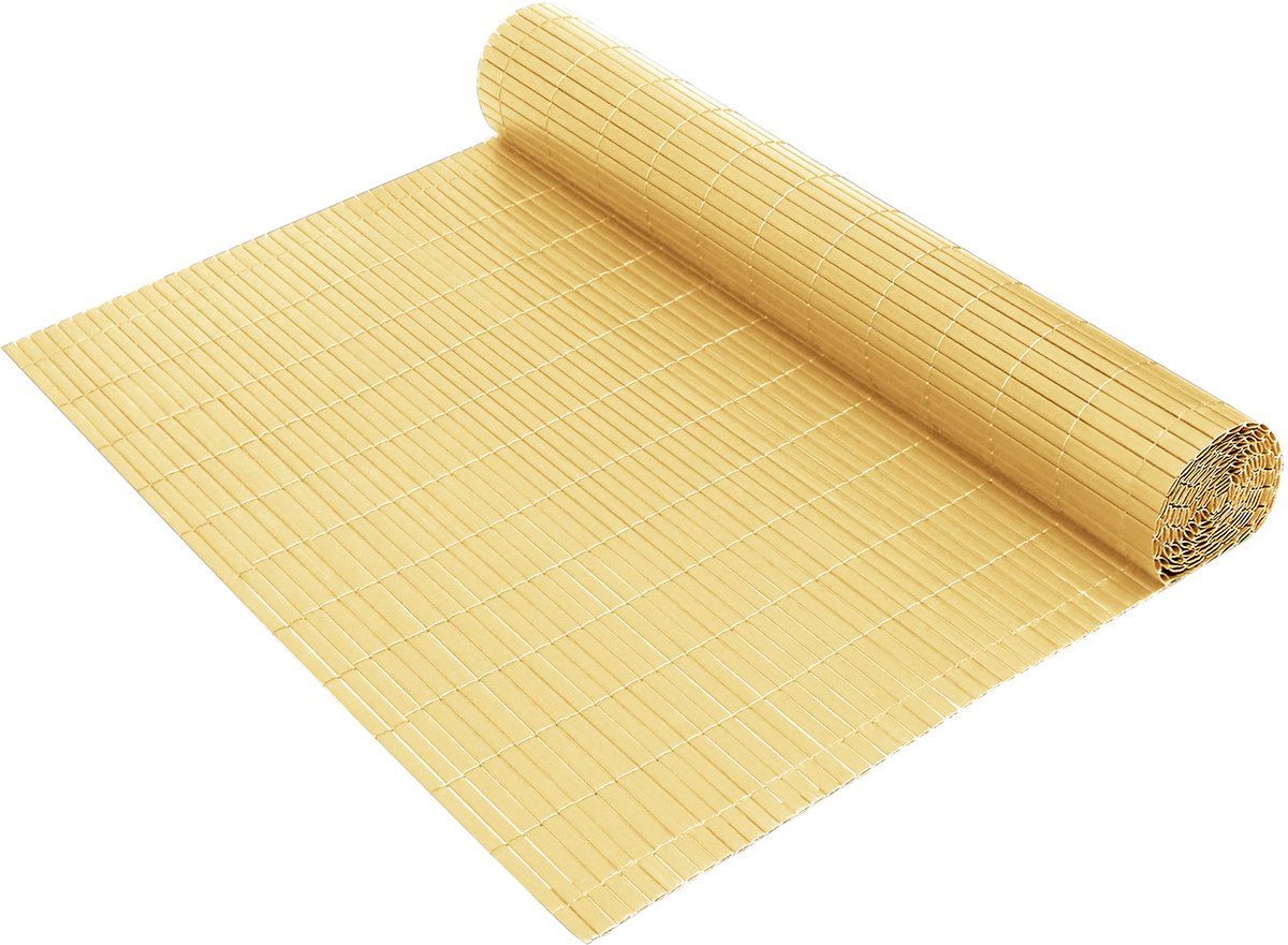 ACXIN PVC Privacy Screen Imitatie Bamboe – Bamboekleur – 200x300cm – W-Vormige Versterkte Lamellen – Weersbestendig – Met Kabelbinders – Balkon Tuin Buiten