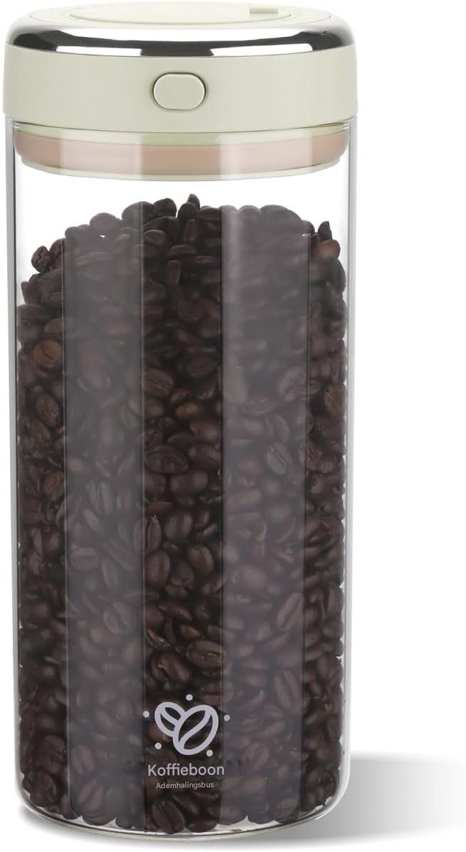 Koffiebus - Luchtdichte Voorraadpot - 1,7 L - Glazen Opbergpot Met CO2-klep - Transparant