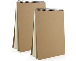 A4-schetsboek (set van 2) — Met spiraalbinding — Schetspapier — Schetsblok / Tekenboek — Ideaal voor stiften — Witte pagina's — Geschikt voor…