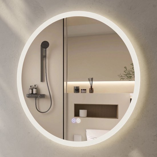 STARLEAD 90cm Ronde Badkamerspiegel Met Verlichting - Bluetooth - Dimbaar - Ontvogend - IP44