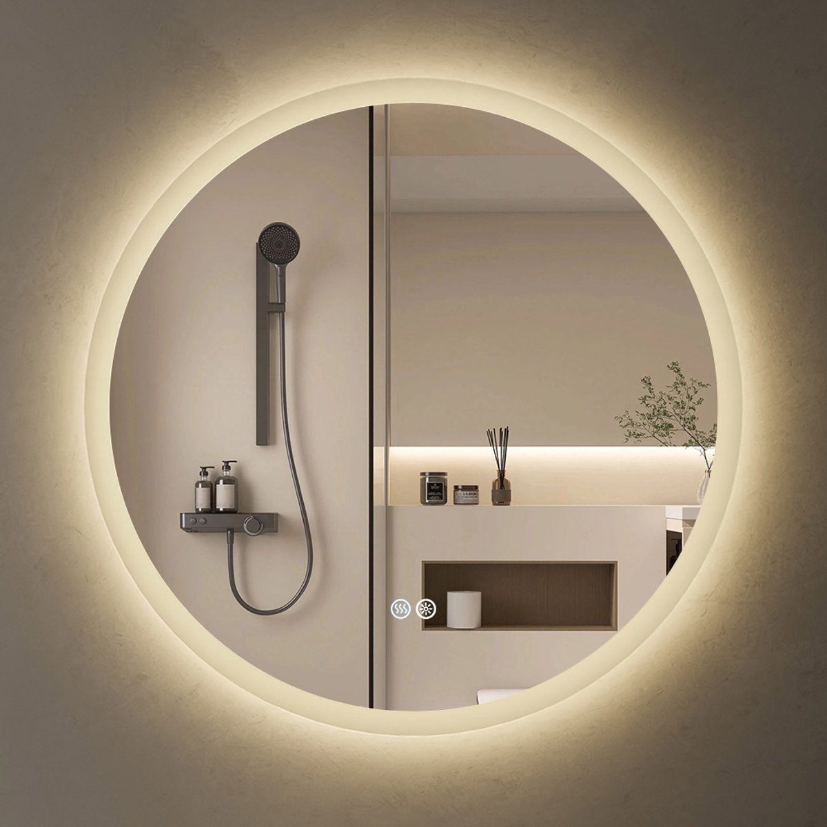 HOROW Ronde Badkamerspiegel met Led 60cm - Wandspiegel - Dimbaar - 3 Led standen - Duurzame kwaliteit
