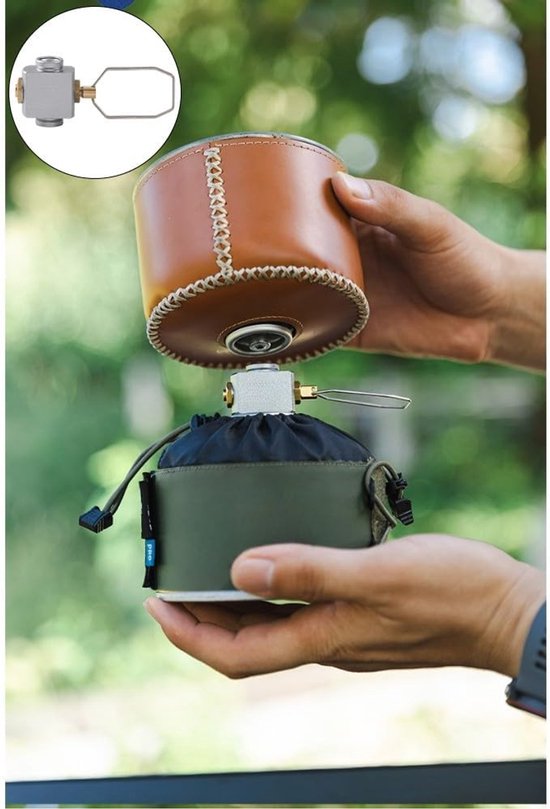 Gasbus Adapter - Ventiel Klep - Kamperen Koken - Roestvrij Staal - Compact Ontwerp - Zilver — afbeelding 4