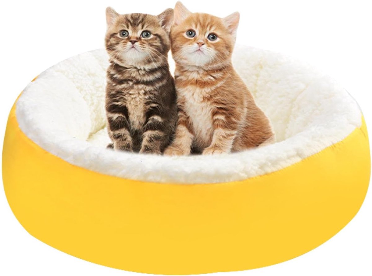 Pluizige Hondenmand - Honden kussen katten - Rustgevend slapen - Wasbaar anti-slip - 30 cm - Geel