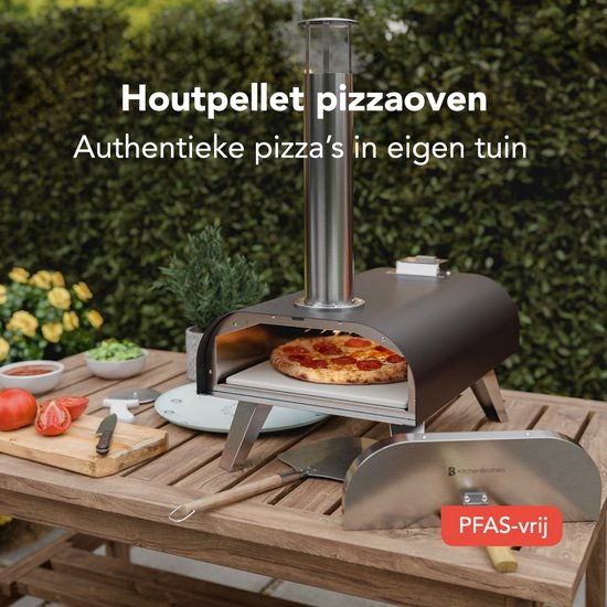 KitchenBrothers Pizza Oven - Houtgestookt - PFAS- & BPA-Vrij - Tafelmodel - Inklapbaar - Pizzasteen - tot 460°C - Pizza maker - Complete Set - Pizzaoven voor Buiten - Zwart/RVS van Merkloos — afbeelding 3