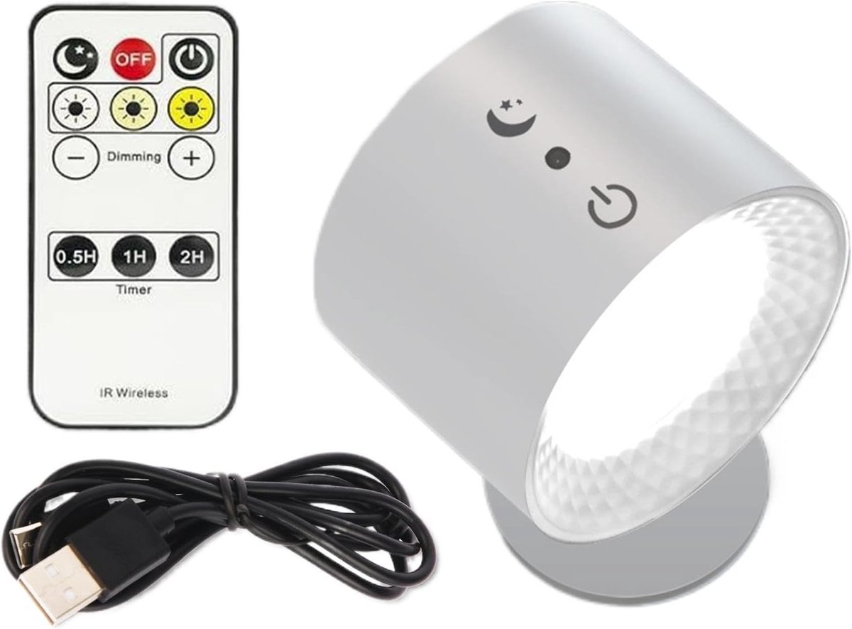 Wandlamp op Batterijen - Draadloze Wandlamp - Lezen aan Bed - Magnetisch Afneembaar - 165 x 10 x 7 cm