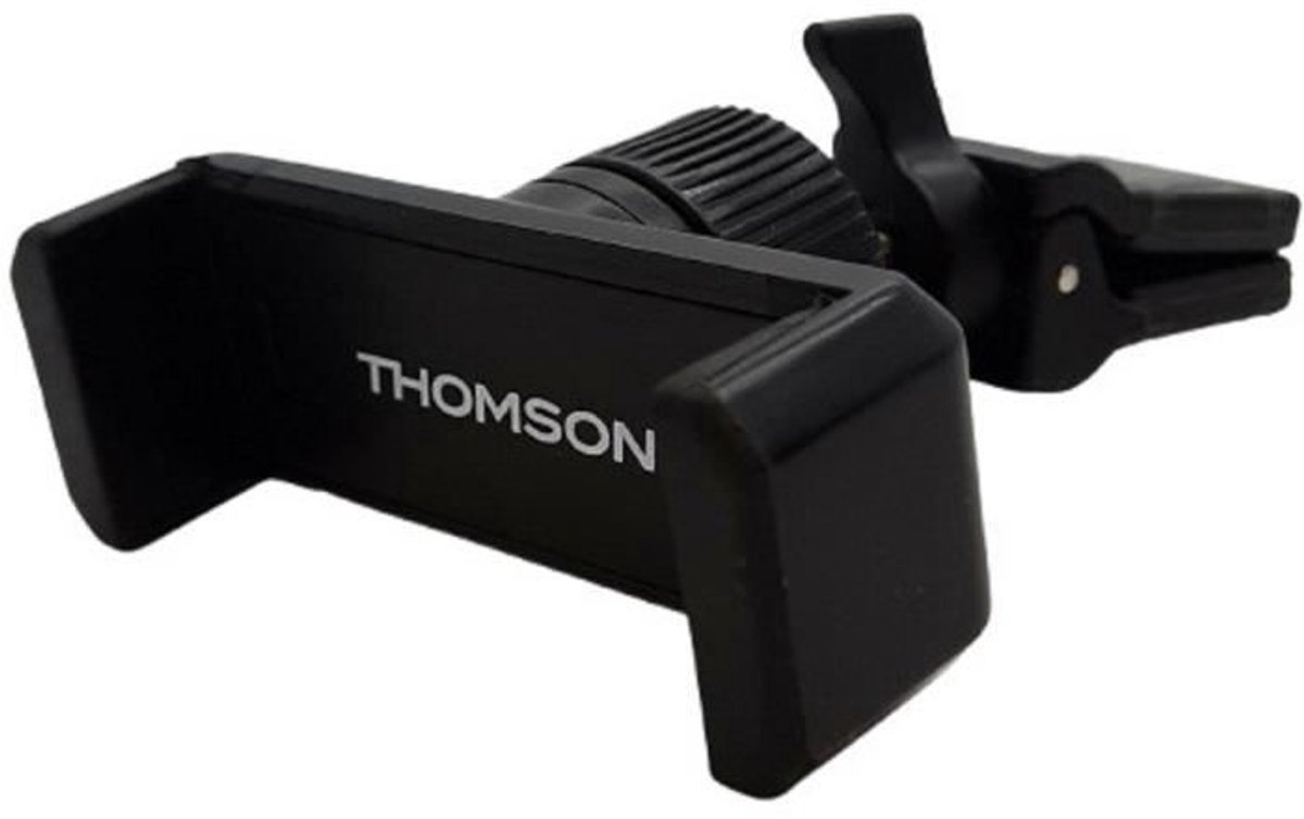 THOMSON 360° draaibare telefoonhouder. Bevestiging aan het luchtrooster van het voertuig dankzij de stevige klem.