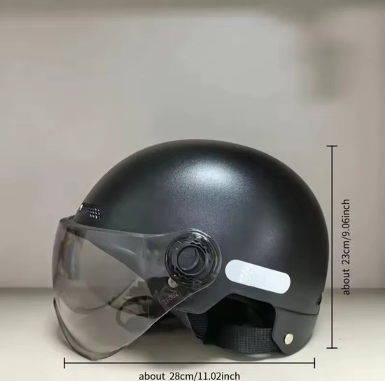 Fatbike helm zwart met vizier, extra stevig, verstelbaar, wind- en regenbescherming, e-bike veilig